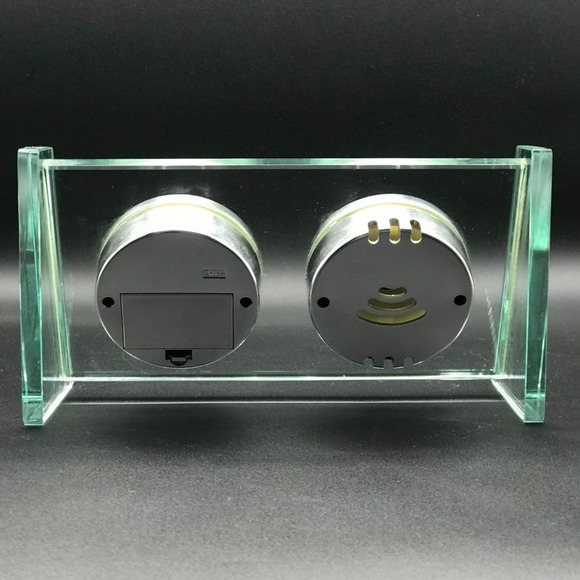 Seth Thomas Glass Display Mantle Desk Quartz Clock & Themometer Tested Works - Picture 4 of 9